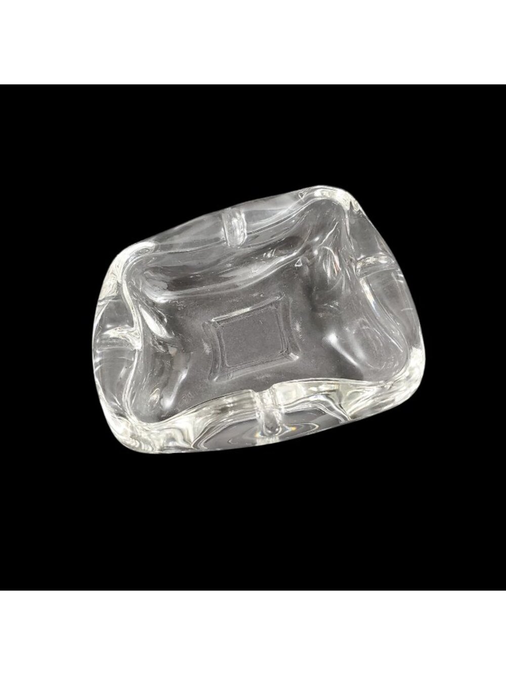 Vintage Viking MCM Clear Glass Square Cigarette Ashtray Geometric